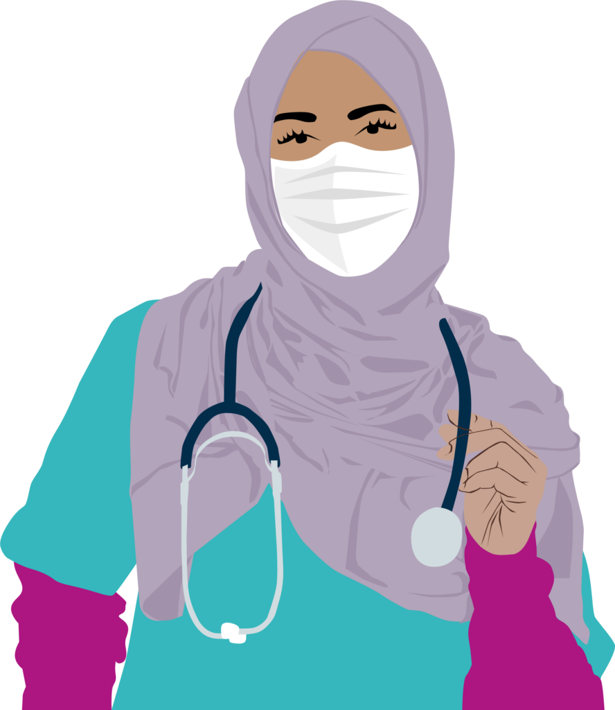 muslim women doctor with covid mask